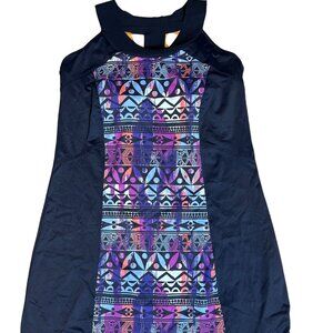 Title Nine T Back Print Block Dress Sz XL Shelf Bra Athleisure Tennis Summer